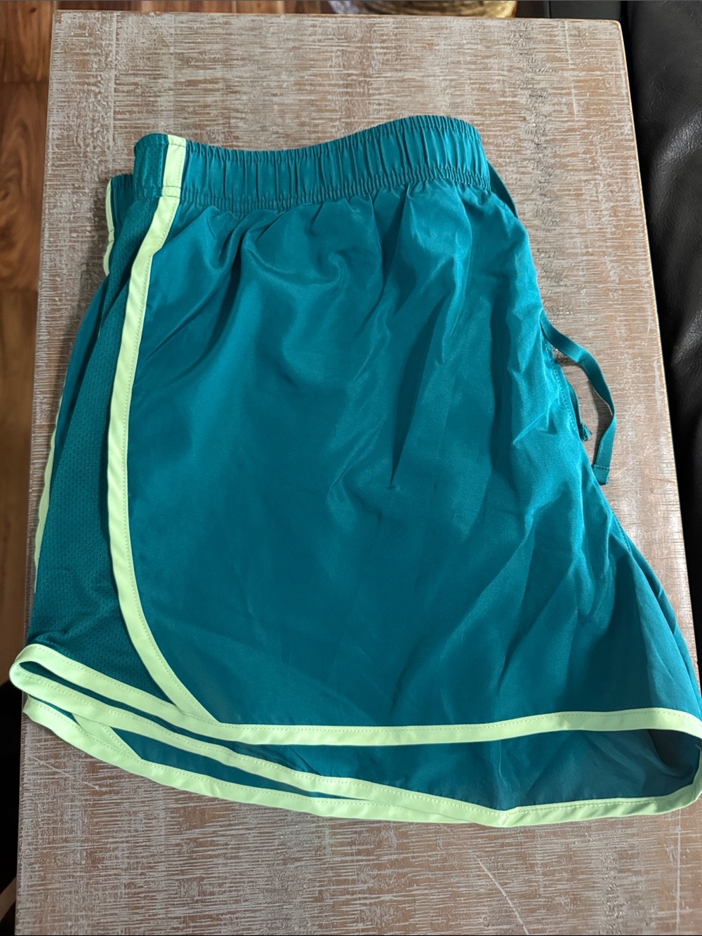 Women's Teal Athletic Shorts with Lime Trim - XL